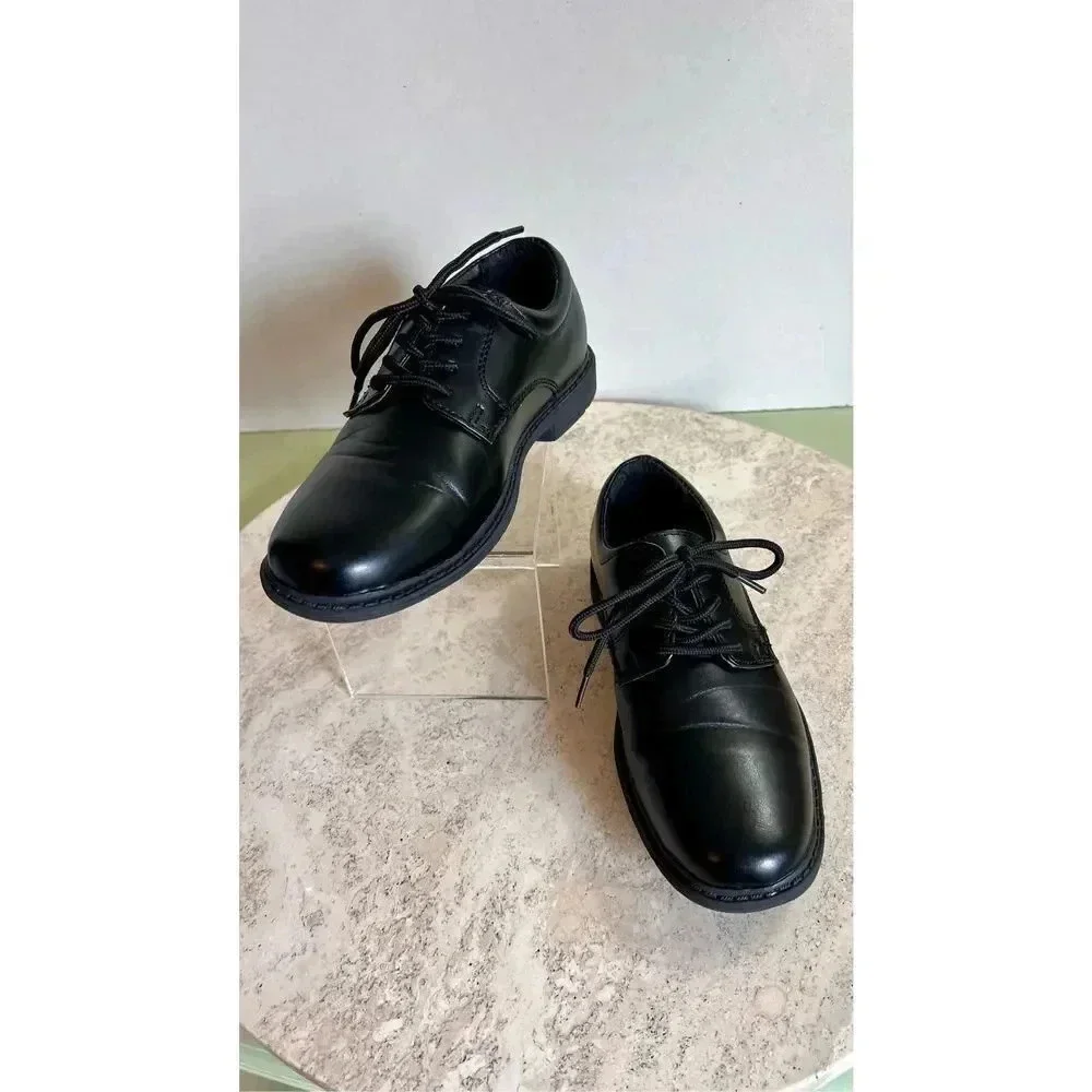 Stacy Adams‎ Boys Black Faux Leather Austin Uniform Oxford Dress Shoes Size 13M